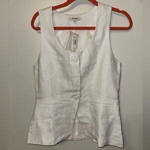 NWT Madewell White Sleeveless Button-Up Linen Blouse